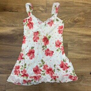 Expressions by California Dynasty Slip Dress Womens L Floral Lace Sequin